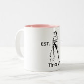 Lady Golfer Gepersonaliseerde naam en jaar Tweekleurige Koffiemok (Voorkant links)
