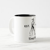 Lady Golfer Gepersonaliseerde naam en jaar Tweekleurige Koffiemok (Voorkant links)