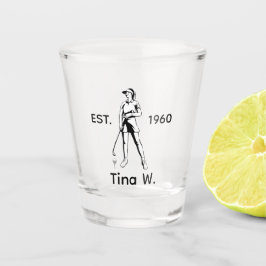 Lady Golfer gepersonaliseerde naam en jaar Whiskey Shot Glas