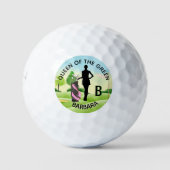 Lady Golfer Golf Course Custom Name 3-D Monogram Golfballen (Voorkant)
