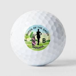 Lady Golfer Golf Course Custom Name 3-D Monogram Golfballen