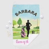 Lady Golfer Golf Course Custom Name 3-D Monogram Golfhanddoek (Insitu)