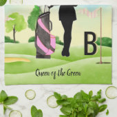 Lady Golfer Golf Course Custom Name 3-D Monogram Theedoek (Gevouwen)