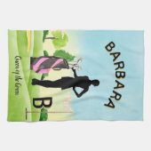 Lady Golfer Golf Course Custom Name 3-D Monogram Theedoek (Horizontaal)