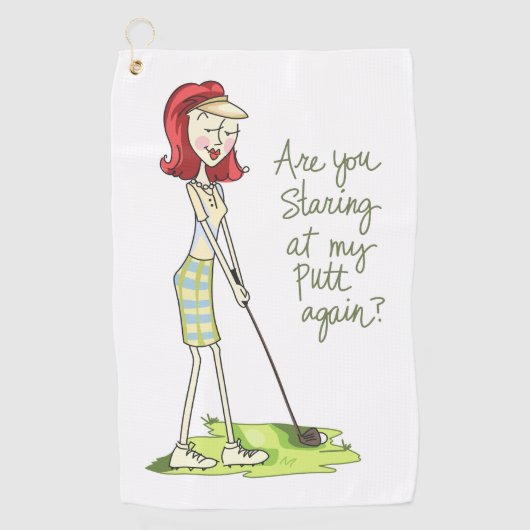 Lady Golfer Golfhanddoek (Voorkant)