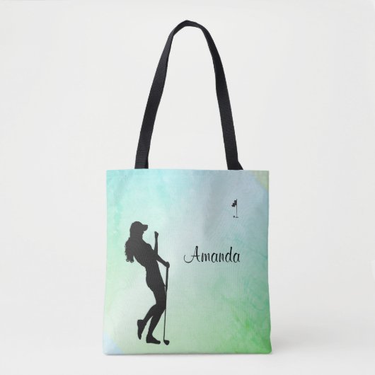 Lady Golfer Green Persoonlijk Tote Bag (Voorkant)