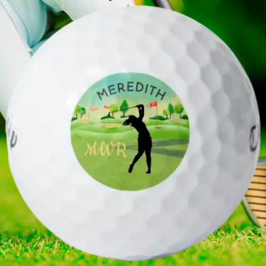 Lady Golfer Greens Monogram Golfballen