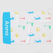 Lady Golfer Icon Pattern Personalized  Golfhanddoek (Horizontaal)