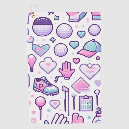 Lady Golfer Icon Pink  Golfhanddoek (Voorkant)