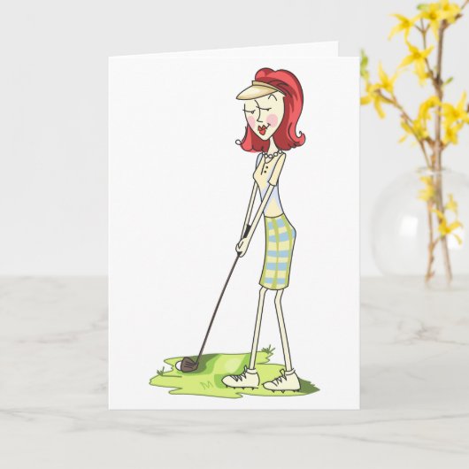 Lady Golfer Kaart (Gele Bloem)
