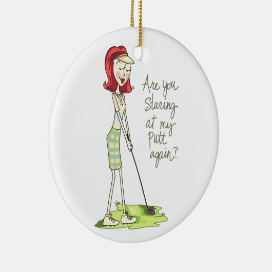 Lady Golfer Keramisch Ornament (Rechts)