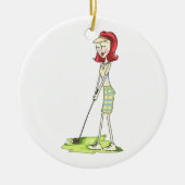 Lady Golfer Keramisch Ornament (Voorkant)