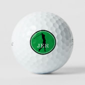 Lady Golfer Modern Sports Monogram Green Black Go Golfballen (Voorkant)