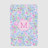 Lady Golfer Pink Blue Preppy Custom Initial Ladies Golfhanddoek (Voorkant)