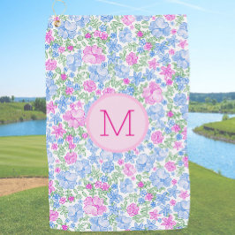 Lady Golfer Pink Blue Preppy Custom Initial Ladies Golfhanddoek