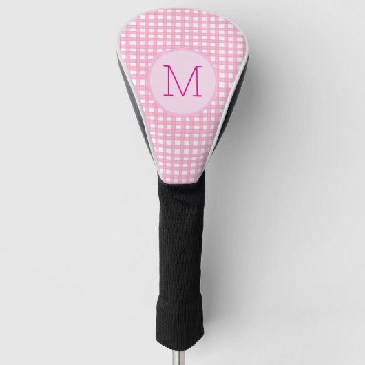Lady Golfer Pink Gingham Preppy Custom Dames Golfheadcover (Voorkant)
