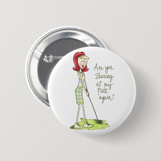 Lady Golfer Ronde Button 5,7 Cm (Voorkant /achterkant)