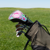 Lady Golfer Roze Aqua Preppy Aangepaste naam Dames Golfheadcover (Insitu)
