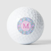 Lady Golfer Roze Blauw Bloemen Preppy Custom Dames Golfballen (Voorkant)