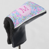 Lady Golfer Roze Blauw Bloemen Preppy Custom Dames Golfheadcover (3/4 voorkant)