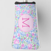 Lady Golfer Roze Blauw Bloemen Preppy Custom Dames Golfheadcover (Draai 90)