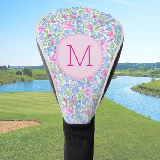 Lady Golfer Roze Blauw Preppy Custom Initiaal Dame Golfheadcover