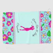 Lady Golfer Roze Bloemen Preppy Aangepaste naam Da Golfhanddoek (Horizontaal)