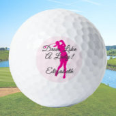 Lady Golfer Roze Girly Vrouwelijke Aangepaste Naam Golfballen