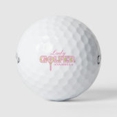 Lady golfer roze plaid personaliseren cadeau golf  golfballen (Voorkant)