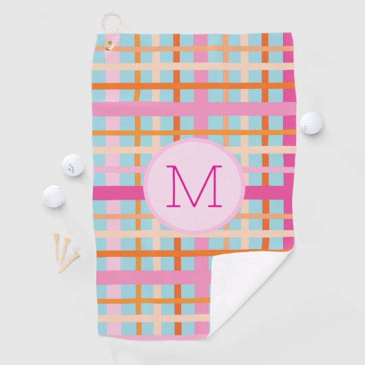 Lady Golfer Roze salie plaid Preppy Custom Dames Golfhanddoek (Insitu)