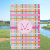 Lady Golfer Roze salie plaid Preppy Custom Dames Golfhanddoek