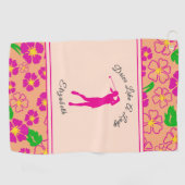 Lady Golfer Roze Sinaasappel Preppy Custom Naam Da Golfhanddoek (Horizontaal)
