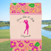 Lady Golfer Roze Sinaasappel Preppy Custom Naam Da Golfhanddoek