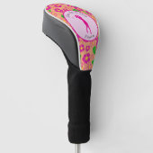 Lady Golfer Roze Sinaasappel Preppy Custom Naam Da Golfheadcover (Schuin)