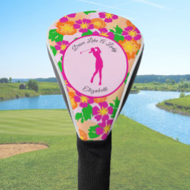 Lady Golfer Roze Sinaasappel Preppy Custom Naam Da Golfheadcover