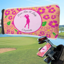 Lady Golfer Roze Sinaasappel Preppy Custom Naam Da