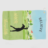 Lady Golfer Schilderachtig Groens met monogram naa Golfhanddoek (Horizontaal)