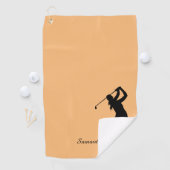 Lady Golfer Silhouette Black Oranje monogram Golfhanddoek (Insitu)