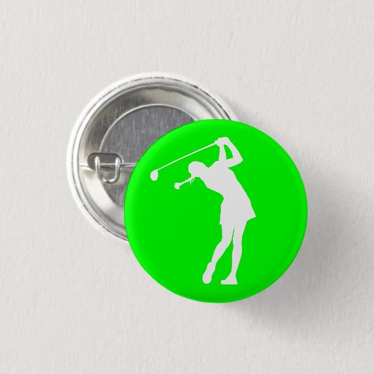 Lady Golfer Silhouette Button Green (Voorkant /achterkant)