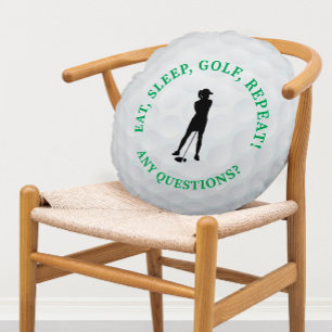 Lady Golfer Silhouette Cute Golf Ball Sports Cute Rond Kussen