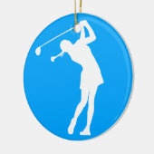 Lady Golfer Silhouette Ornament Blue (Links)