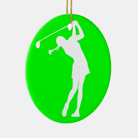 Lady Golfer Silhouette Ornament Green (Rechts)