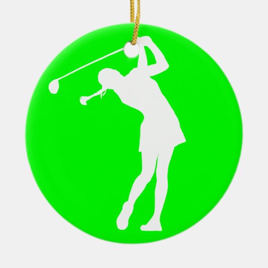 Lady Golfer Silhouette Ornament Green (Voorkant)
