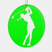 Lady Golfer Silhouette Ornament Green (Links)