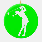 Lady Golfer Silhouette Ornament Green (Achterkant)