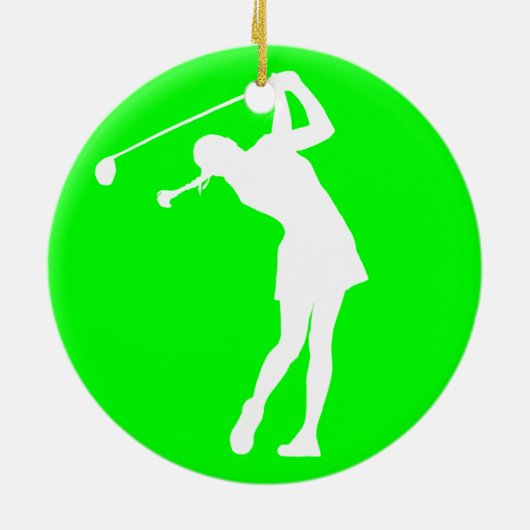 Lady Golfer Silhouette Ornament Green (Achterkant)