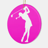 Lady Golfer Silhouette Ornament Roze (Links)