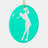 Lady Golfer Silhouette Ornament Turquoise (Rechts)