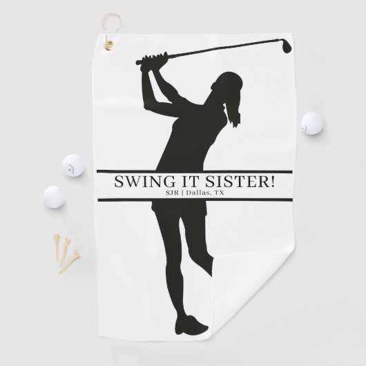 Lady Golfer Silhouette Personalized Monogram Golfhanddoek (Insitu)