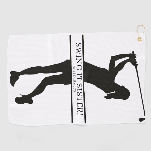 Lady Golfer Silhouette Personalized Monogram Golfhanddoek (Horizontaal)